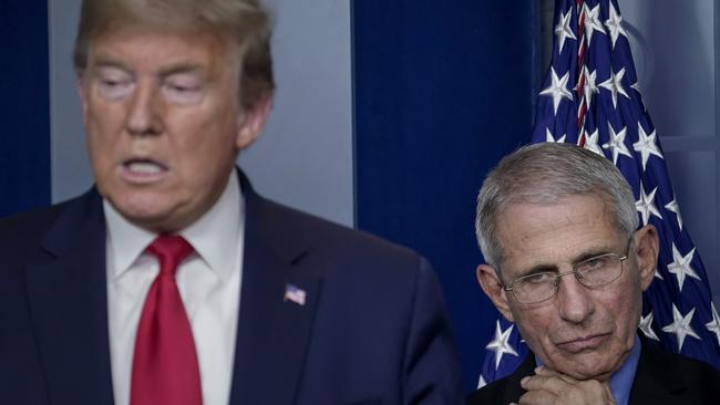 Former US President Donald Trump and Dr. Anthony Fauci, director of the National Institute of Allergy and Infectious Diseases. Picture: Drew Angerer/Getty Images