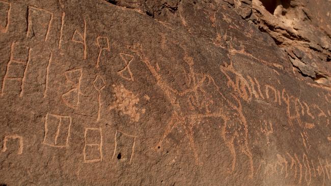 Petroglyphs on a rock at AlUla. Picture: Getty Images