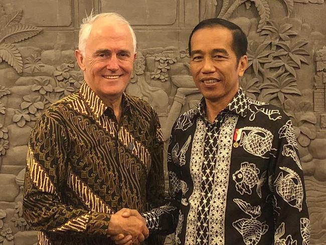 Malcolm Turnbull in Bali for the recent Oceans Conference pictured with Indonesian leader Joko Widodo.