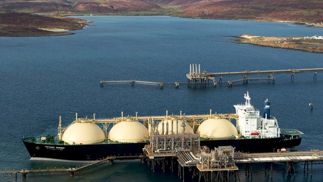 A tanker at the Karratha LNG loading terminal in Western Australia.