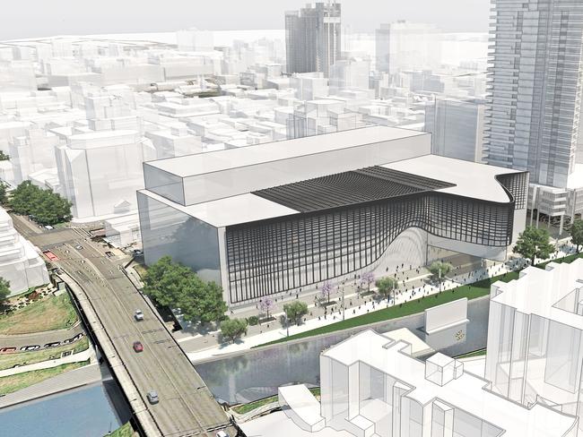 Artist impression of the proposed Powerhouse Museum to be built by the Parramatta River foreshore.