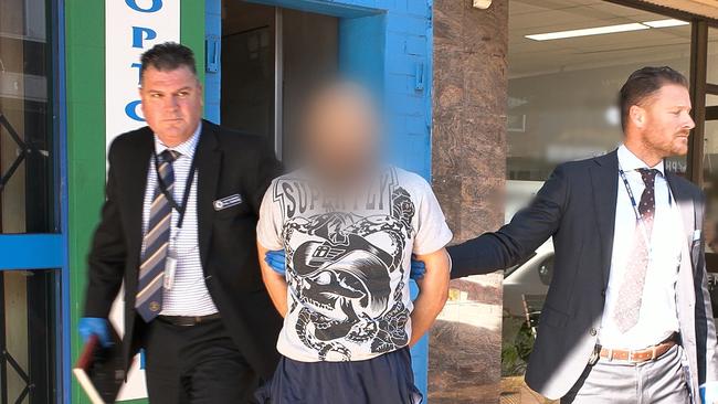 Vincent Lambroglou is arrested at Oatley on Saturday morning.