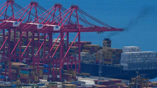 The Chinese built port of Colombo: Chinese debt has become a symbol of the ousted Rajapaksa clan's closeness to Beijing. Picture: AFP.