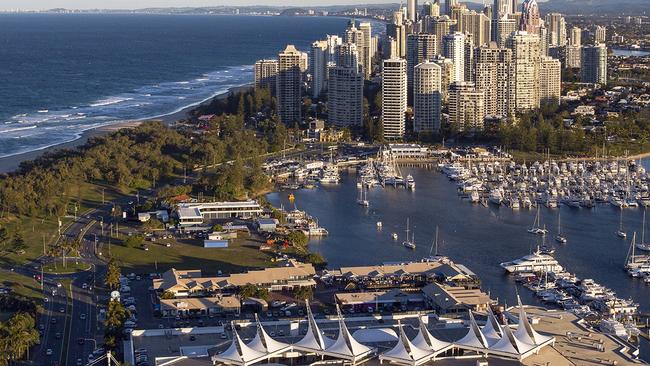 Aerial photos of Mariner's Cove on The Spit at the Gold Coast. Picture: Sunland Group