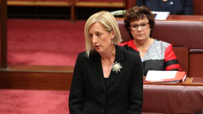 Senator Katy Gallagher asked to be referred yesterday to end speculation over her eligibility. Picture: Kym Smith