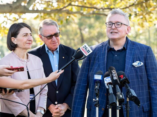 Premier Gladys Berejiklian must show leadership and address ‘hypocrisy’ of Minister for the Arts Don Harwin’s approach to stay at home orders. Picture: AAP