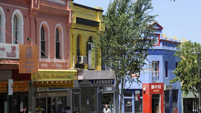 A photo of the Glebe Point Rd shopping strip.