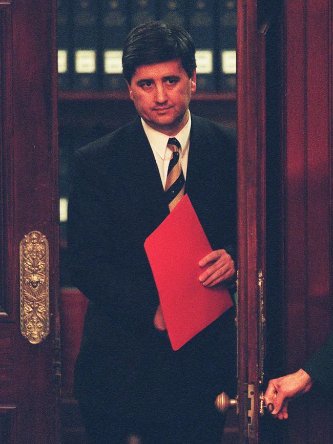 Rob Lucas delivers the budget in 1999.