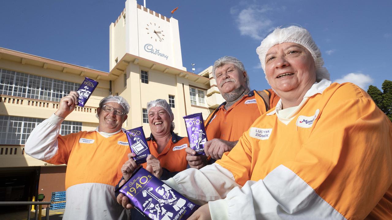 Cadbury workers with over 100 years experience between them, Greg Banks, Tracy Baker, Patrick Swan and Lucy Ziomek. Picture: Chris Kidd