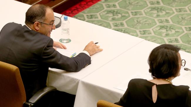 Chief Justice Chris Kourakis, left, gave his public support to State Courts Administrator Julie-Anne Burgess in parliament – she has now resigned. Picture: Dean Martin.