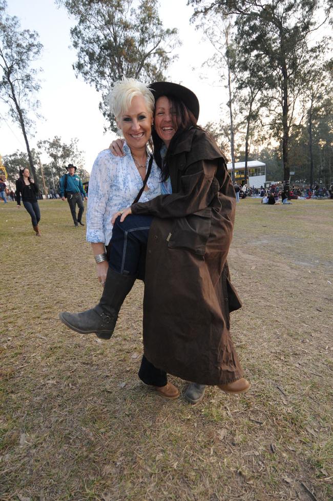 Elisa Roberts and Debbie Stickler on the hill at the Muster. Picture: Craig Warhurst
