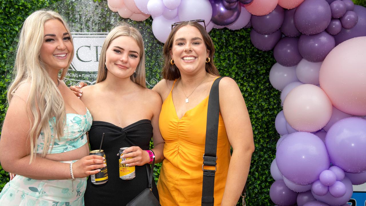 Paige Lander (left) with Maddison Lander and Zara Schurmann. IEquine Toowoomba Weetwood Raceday - Clifford Park Saturday September 28, 2024 Picture: Bev Lacey