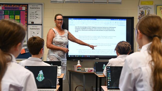 Trinity Anglican School year 5 teacher Simone Calligaro is already preparing for 2023's NAPLAN tests. Picture: Isaac McCarthy