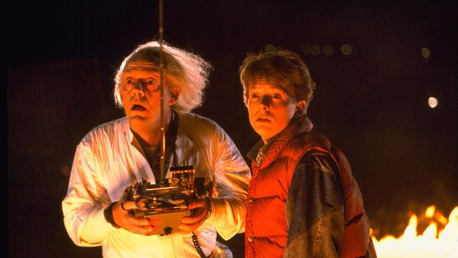 Christopher Lloyd and Michael J Fox in 1985 movie classic Back to the Future.