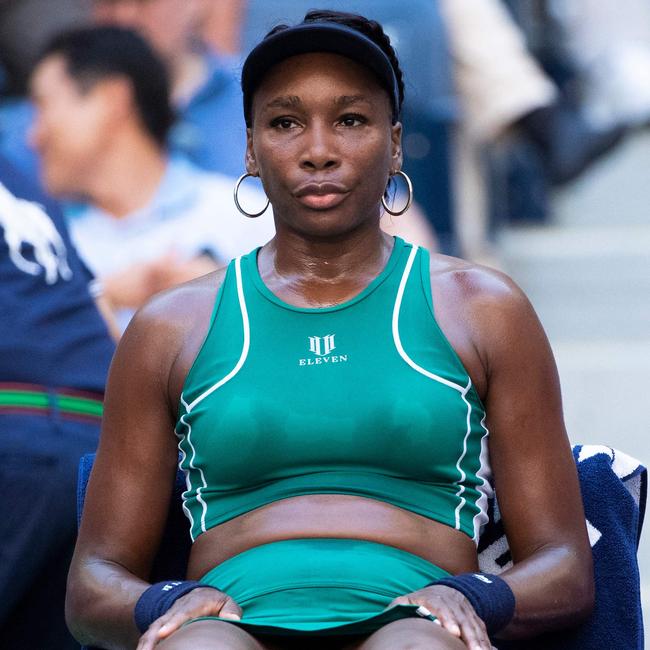 Venus Williams looks on during a break in her match against Alison van Uytvanck. Picture: Kena Betancur/AFP