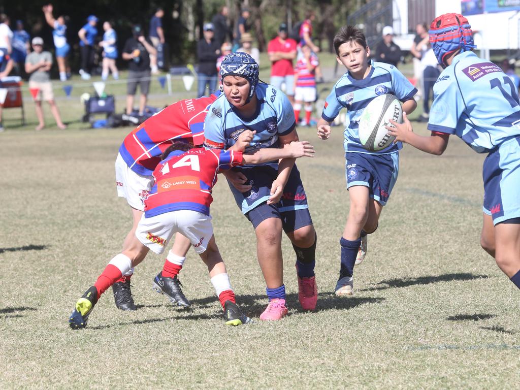 GCDRU juniors. Helensvale Hogs vs. Bond Pirates U 12's. 14 July 2024 Miami Picture by Richard Gosling