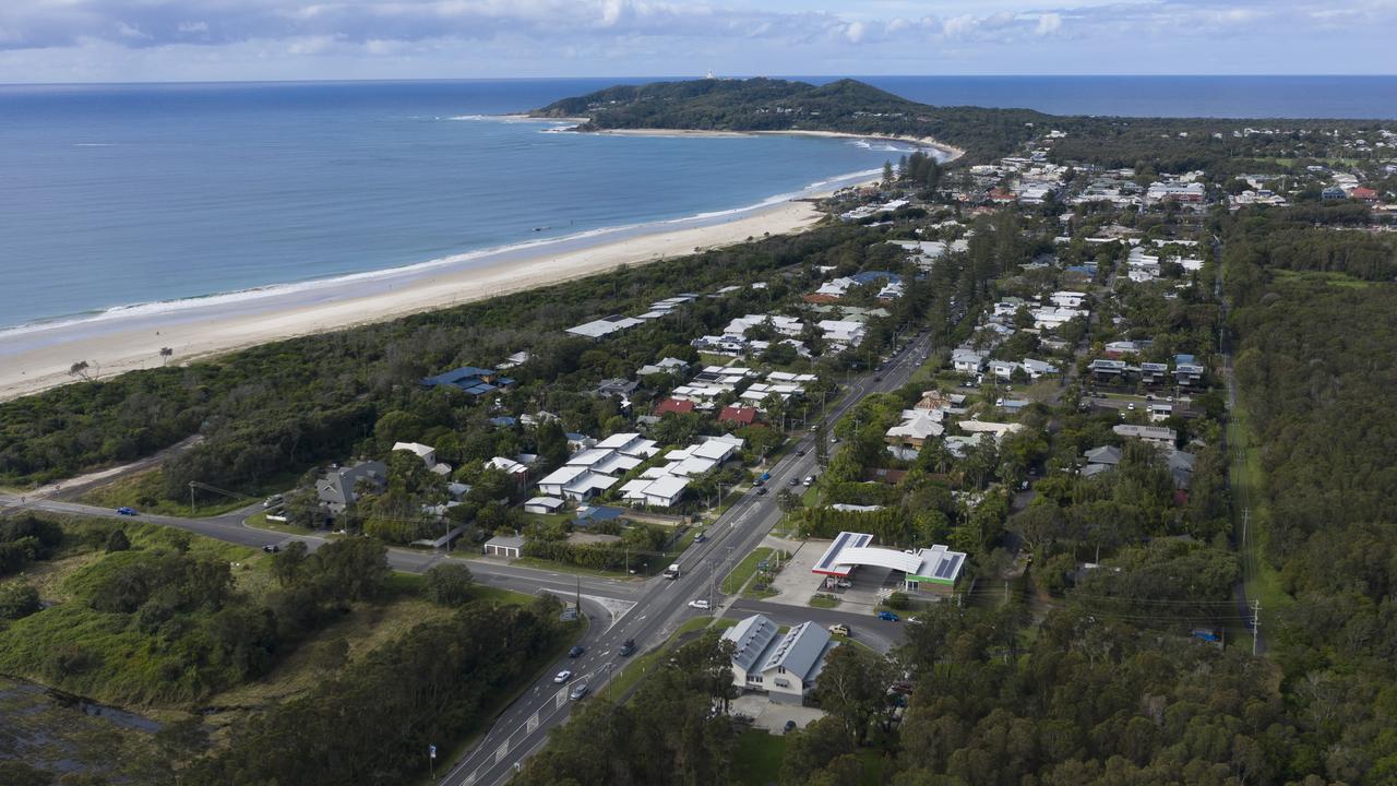 An aerial view of Byron Bay on June 20, expected to swell with hundreds of tourists next week including Victorians. Picture: Brook Mitchell/Getty