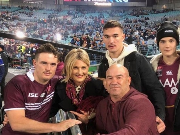 QLD FOG Jason Hetherington with his wife Kym and sons Kobe (QLD under-20s player), Zac (dark jacket) and Eli (beanie).