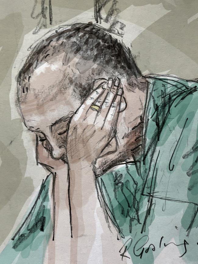 Chris Dawson, 70, in Southport Courthouse on Wednesday. Sketch: Richard Gosling