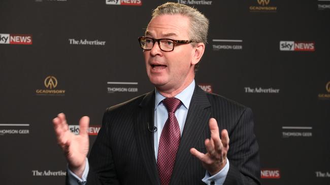 GOODBYE MINISTER: Minister for Defence, Christopher Pyne in a debate at legal firm Thomson Geer today. Picture: AAP Image/Dean Martin