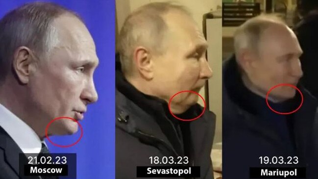 Variations of Vladimir Putin's jawline have also been noted Ukrainian media. Picture: Supplied