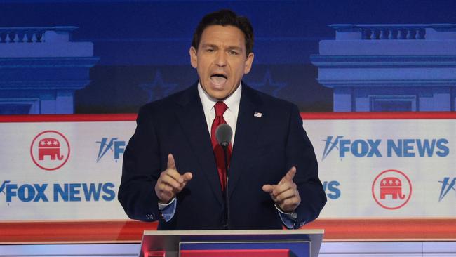 Ron DeSantis participates in the first debate of the GOP primary season hosted by FOX News in August. Picture: Getty Images via AFP