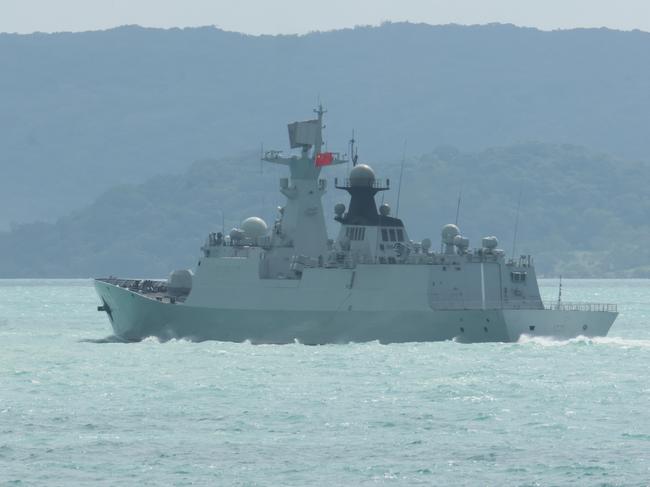 A Chinese warship in the Tasman Sea on Tuesday. Picture: Australian Defence Force