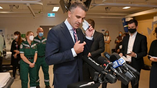 Premier Peter Malinauskas at the Royal Adelaide Hospital on Tuesday, launching a recruitment drive for doctors, nurses and ambulance officers. Picture: Keryn Stevens