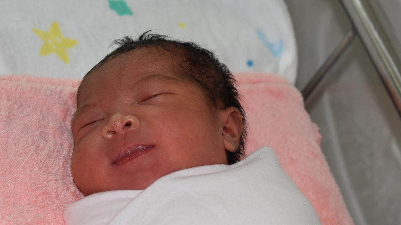 Ahrabella Aldave arrived at 2.30pm on January 1, 2021 weighing 2980 grams and was the first baby born in Mackay in the new year. She was 49.5cm long and her head circumference was 33.5cm.