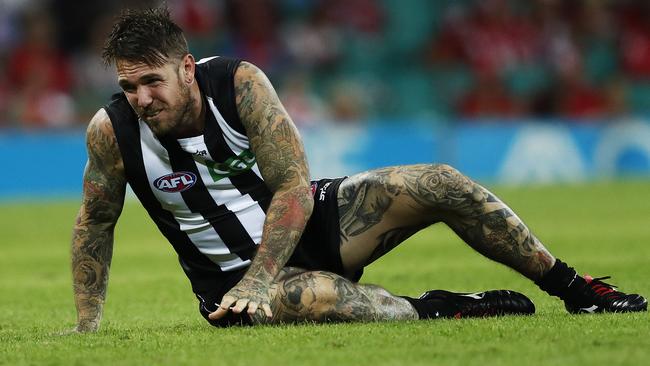 Dane Swan suffered a career-ending foot injury in Round 1 2016. Picture: Phil Hillyard