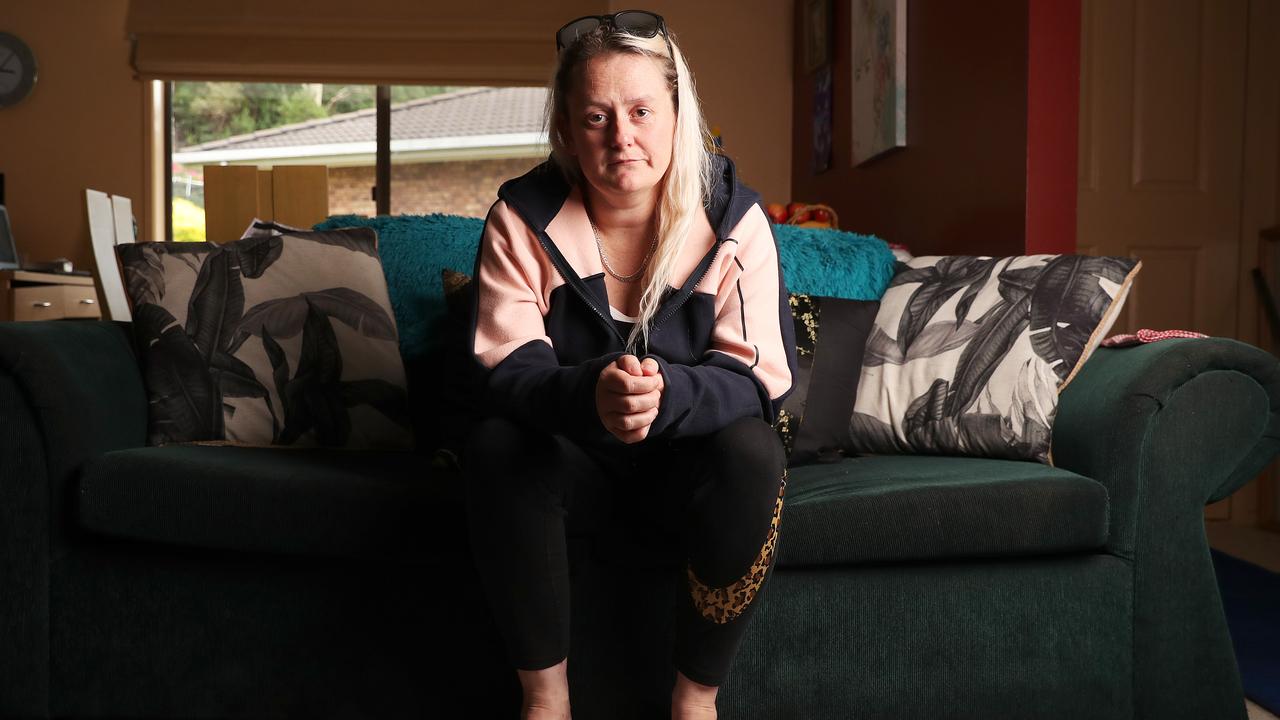 Megan Doyle, a mother of five, was recently evicted from her Hobart home and is now couchsurfing while on the social housing waiting list. Picture: Nikki Davis-Jones