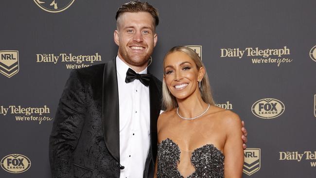 Cameron Munster and Bianca McMahon on the red carpet for the 2022 Dally M Awarda. Picture: Jonathan Ng.