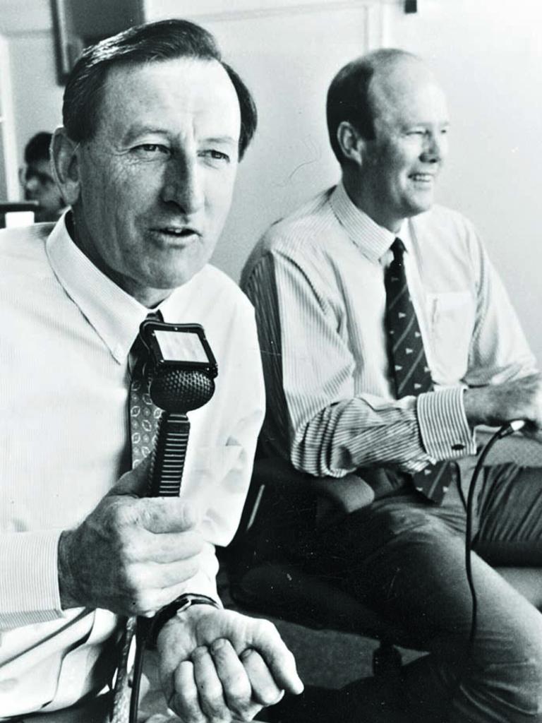 Lawry with Tony Greig in 1992.