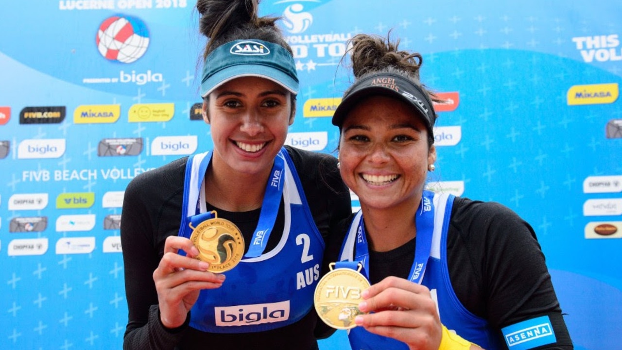 Taliqua Clancy and Mariafe Artacho del Solar win the World Tour event in Lucerne. Pic: Volleyball Australia