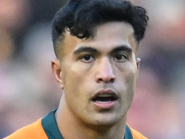 Australia's centre Joseph-Aukuso Suaalii looks on during the Autumn Nations Series International rugby union test match between Scotland and Australia at Murrayfield Stadium in Edinburgh on November 24, 2024. (Photo by ANDY BUCHANAN / AFP)