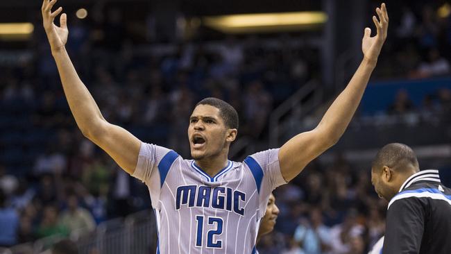 Orlando Magic forward Tobias Harris celebrates their 20 point first half come back.