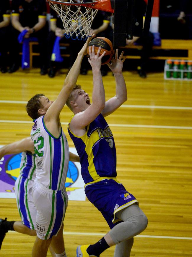 Queensland Basketball League quarter finals at Townsville Basketball Stadium. Townsville Heat against Gold Coast Rollers. Heat’s Harry Frolling. Picture: Evan Morgan