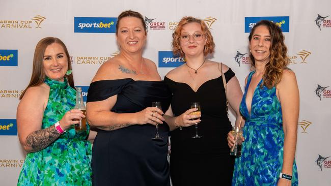 Char Sinapius, Kate van Munster, Kyanne Bird and Rosie Higgins at the 2024 Darwin Turf Club Gala Ball. Picture: Pema Tamang Pakhrin