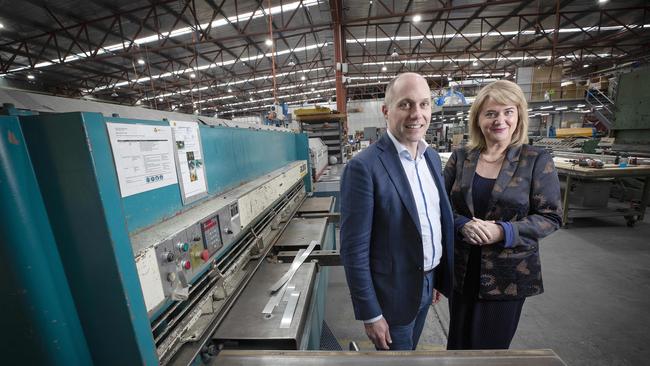 CBG Systems Managing Director Javier Herbon and Madeleine Ogilvie MP at Derwent Park. Picture: Chris Kidd