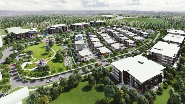 Artist impressions of Urbana, a housing and tower estate planned for Coomera's Foxwell Road on the Gold Coast by developer Cadmium. Picture: Gold Coast Coast City Council