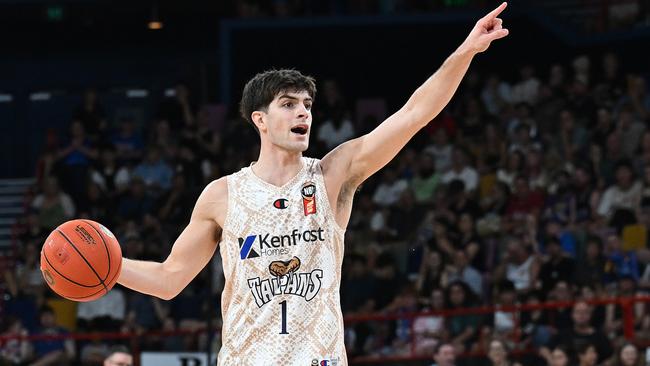 BRISBANE, AUSTRALIA - JANUARY 17: Taran Armstrong of the Taipans during the round 17 NBL match between Brisbane Bullets and Cairns Taipans at Brisbane Entertainment Centre, on January 17, 2025, in Brisbane, Australia. (Photo by Bradley Kanaris/Getty Images)