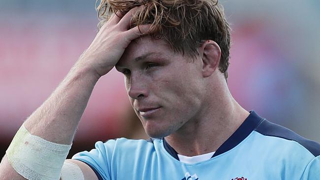 CANBERRA, AUSTRALIA - MARCH 15: Michael Hooper of the Waratahs looks dejected during the round seven Super Rugby match between the Brumbies and the Waratahs at GIO Stadium on March 15, 2020 in Canberra, Australia. (Photo by Mark Metcalfe/Getty Images)