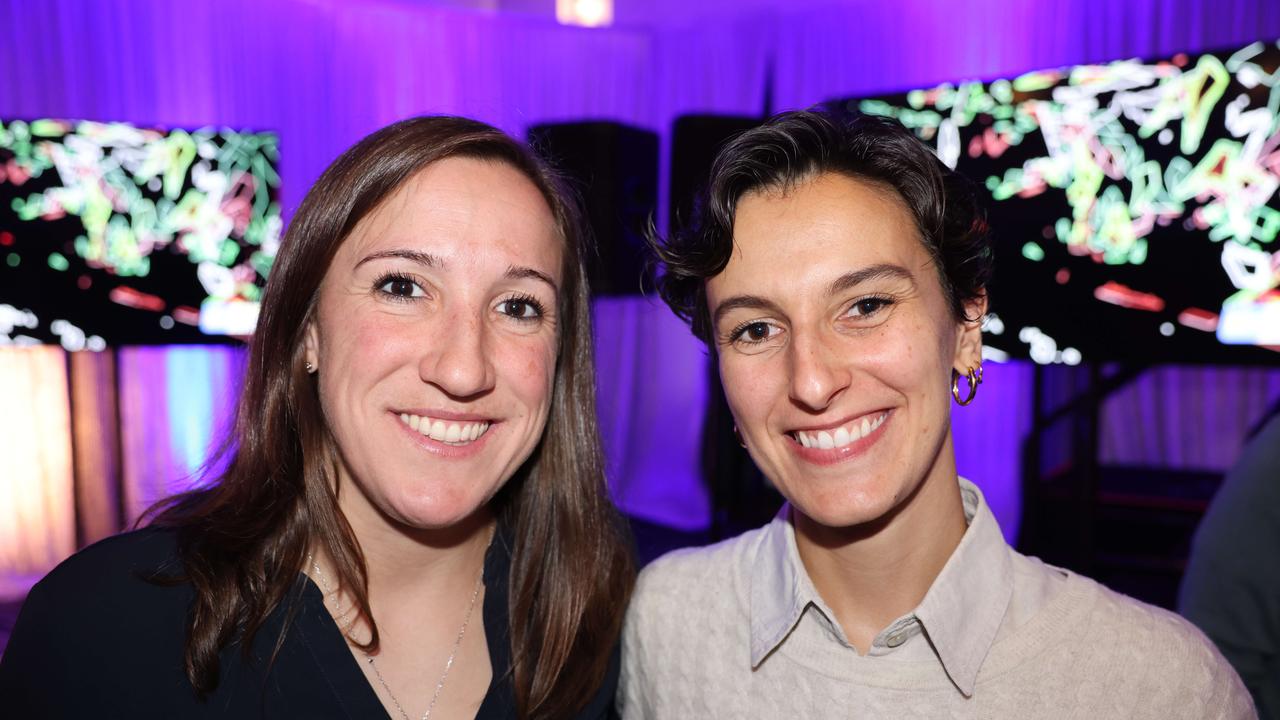 Emma Latini and Marine Almagbaly at the 2024 Gold Coast Marathon welcome function at Crowne Plaza Surfers Paradise for Gold Coast at Large. Picture, Portia Large.