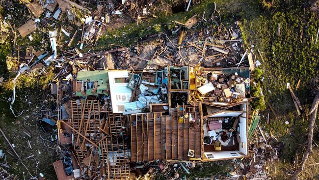 Aerial view of a destroyed neighbourhood in Rolling Fork, Mississippi, after the violent storm ripped through the area. Picture: Chandan Khanna / AFP