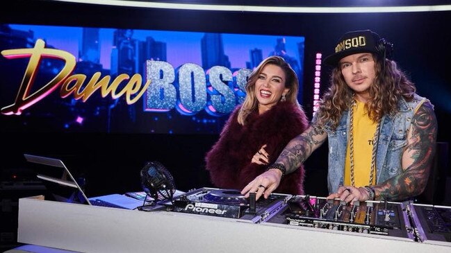 Dannii Minogue alongside DJ Sketch on Dance Boss.
