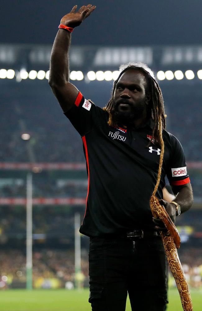 Retired Essendon Bombers star Anthony McDonald-Tipungwuti, was the cousin of Nicholas. (Dylan Burns/AFL Photos via Getty Images)