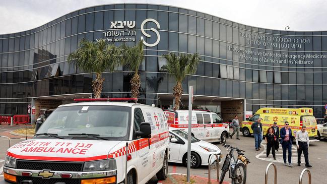 The Sheba Medical Center, where the two hostages, Luis Har and Fernando Simon Marman, were taken for care. Picture: Jack Guez/Agence France-Presse/Getty Images