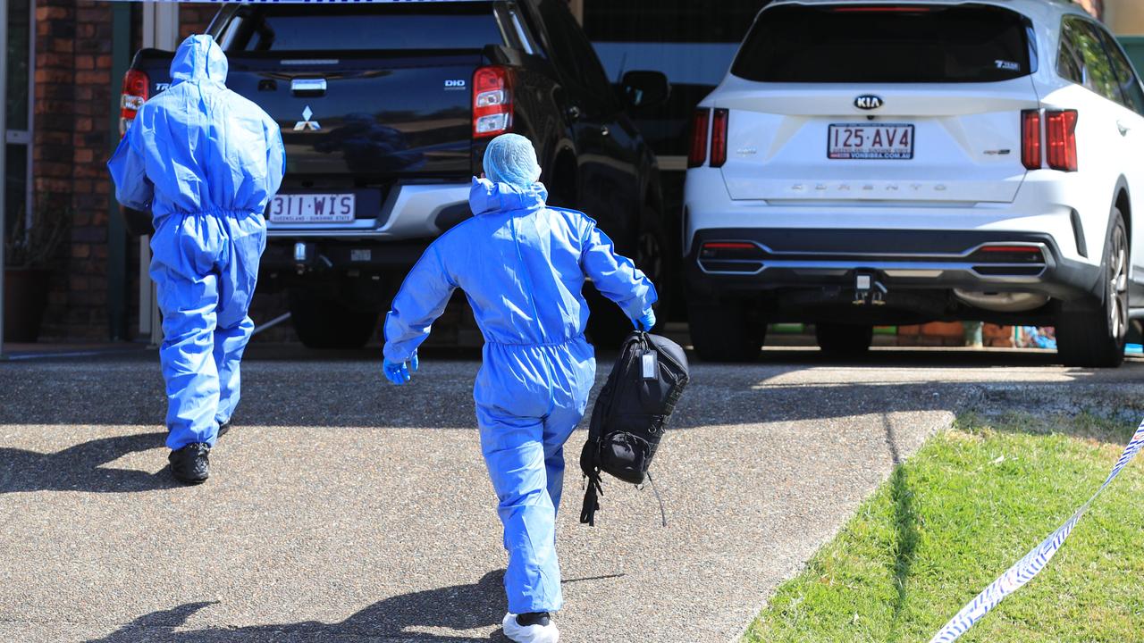 Queensland Police on site after Mr Bayldon-Lumsden was charged with murder. Picture: NCA NewsWire / Scott Powick