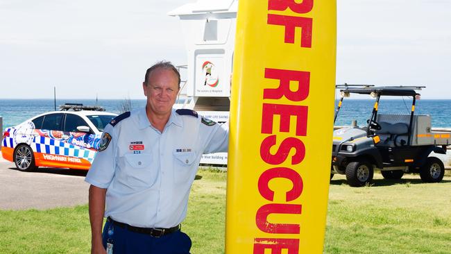 Mascot police Chief Inspector Paul Fownes at South Maroubra Beach. Mr Fownes is also president of South Maroubra Surf Life Saving Club. Picture: Monique Harmer.