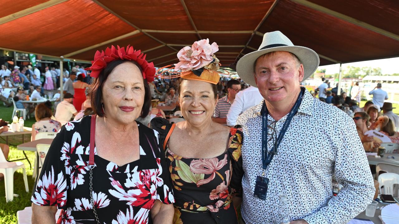 Jill Sampson with Terre and Alan Mann at the 2021 Great Northern Darwin Cup. Picture: Julianne Osborne